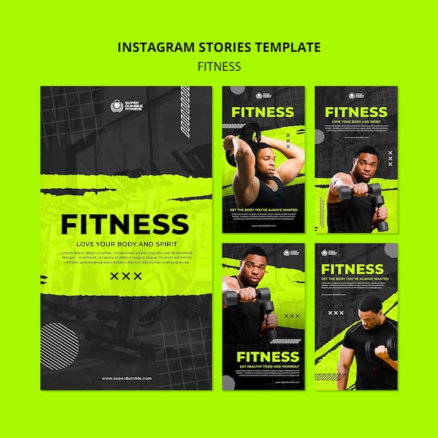 Kostenlose PSD instagram-vorlage für fitness und fitnessstudio im flachen design