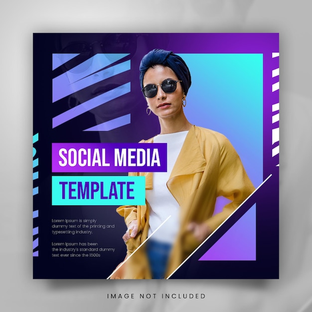 Instagram-Vorlage für soziale Medien mit Farbverlauf in Neonfarbe