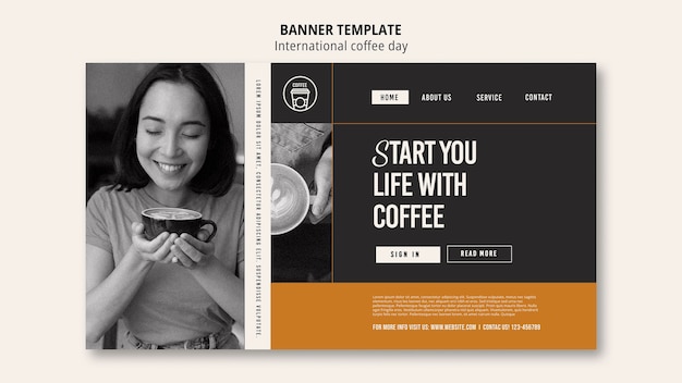 Internationale Kaffeetag Banner Vorlage