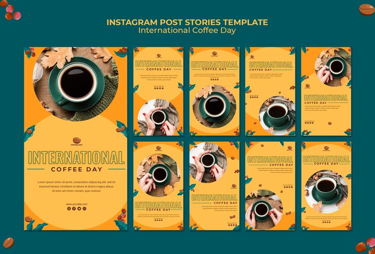 Kostenlose PSD internationale kaffeetag instagram geschichten