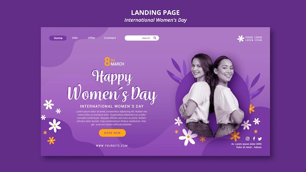 Kostenlose PSD internationale landingpage zum frauentag