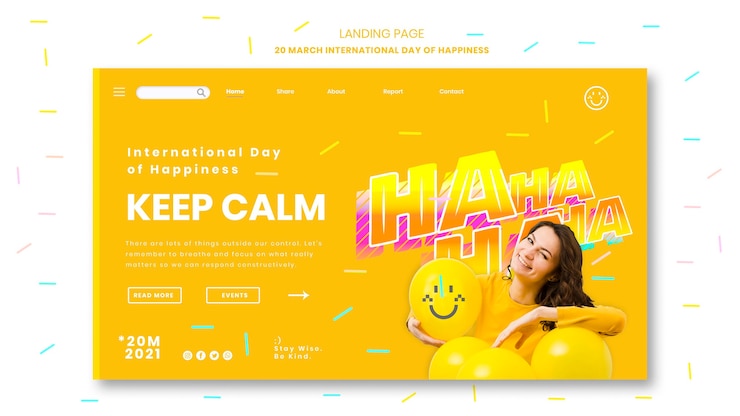 Kostenlose PSD internationale tag des glücks landingpage vorlage