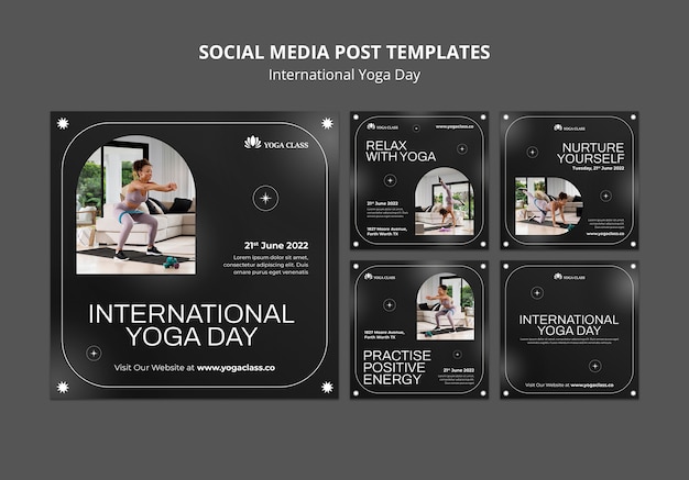 Kostenlose PSD internationaler yoga-tag instagram-posts template-design