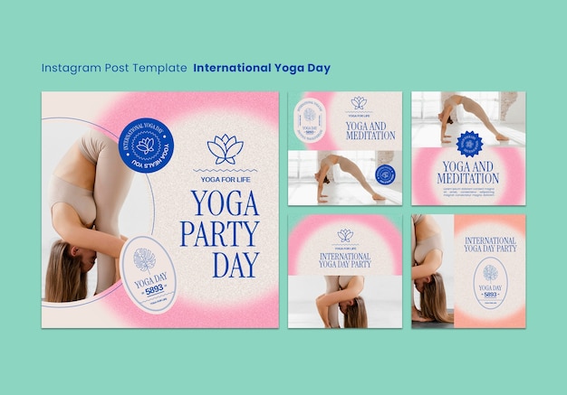 Kostenlose PSD internationaler yogatagesschablonendesign