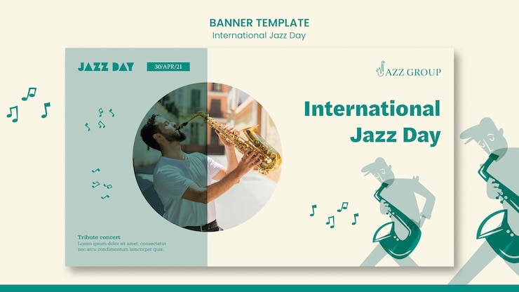 Kostenlose PSD internationales jazz-tagesbanner