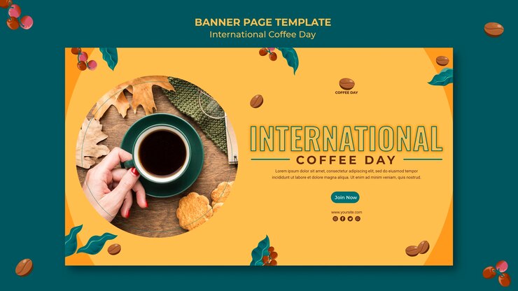 Kostenlose PSD internationales kaffeetagsbanner