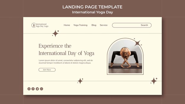 Internationales Yoga-Tagesbanner-Schablonendesign