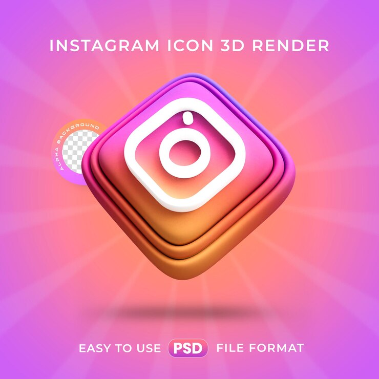 Kostenlose PSD isolierte 3d-render-illustration des instagram-logos
