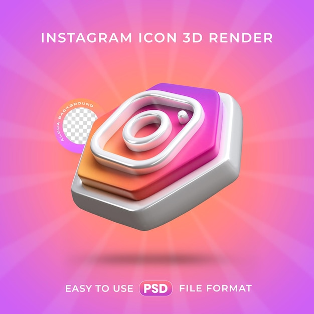 Kostenlose PSD isolierte 3d-render-illustration des instagram-logos