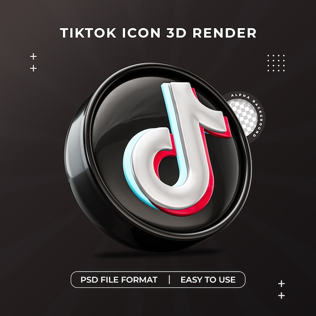 Kostenlose PSD isolierte 3d-render-illustration des tiktok-logo-symbols