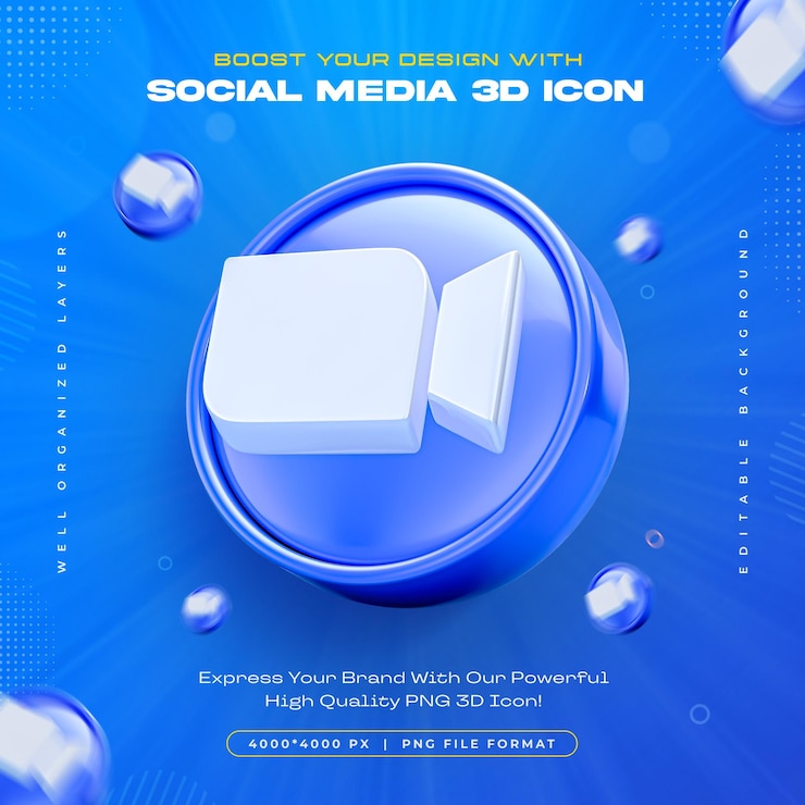 Kostenlose PSD isolierte 3d-render-illustration mit zoom-logo-symbol