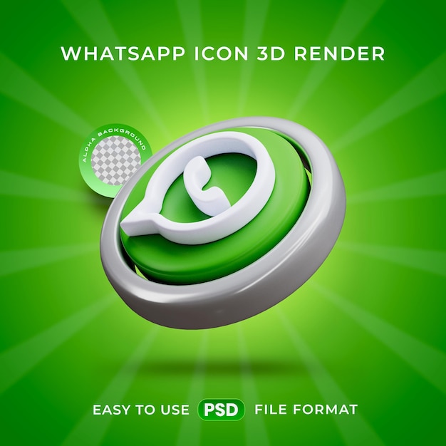 Isolierte 3d-rendering-illustration des whatsapp-logo-symbols