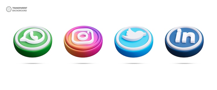 Kostenlose PSD isolierte 3d-rendering-illustration von social-media-logo-symbolen