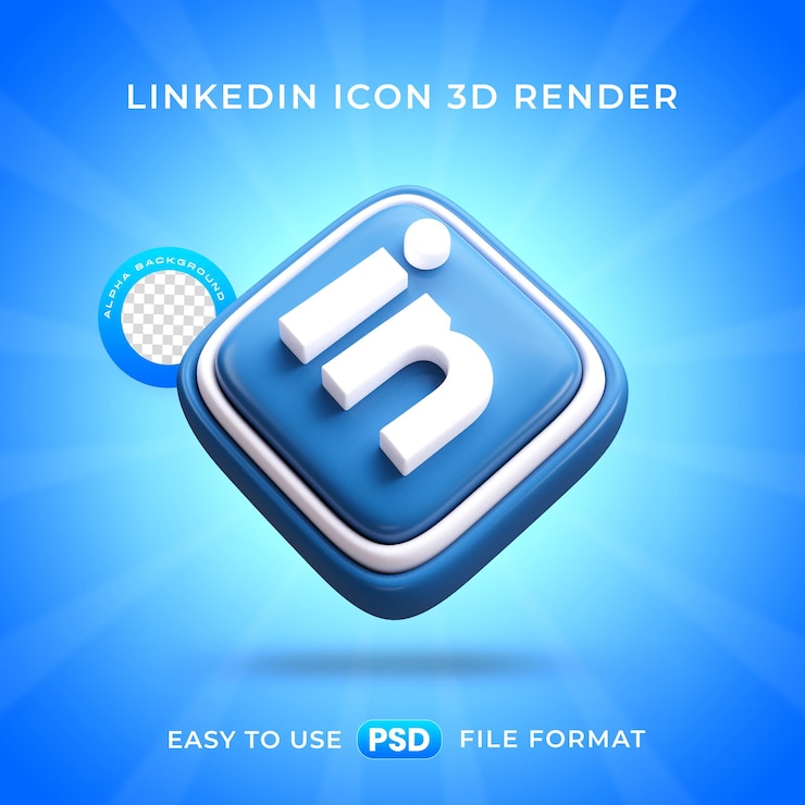 Kostenlose PSD isoliertes linkedin logo icon 3d-render-illustration