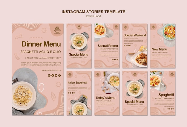 Italienische Lebensmittel Instagram Geschichten Vorlage