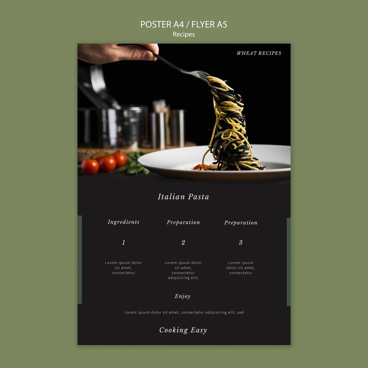 Kostenlose PSD italienische pasta poster druckvorlage