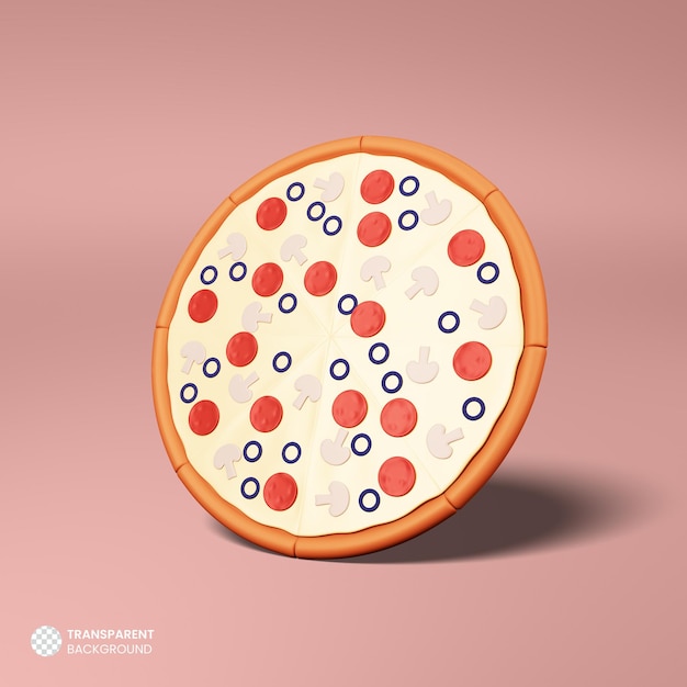 Italienische pizza-fast-food-ikone isolierte 3d-render-illustration