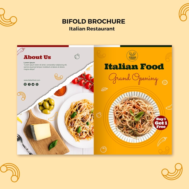 Kostenlose PSD italienische restaurant-bifold-broschüre