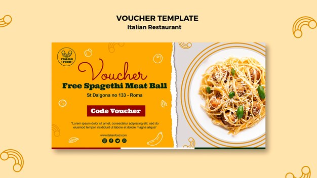 Italienische Restaurantgutscheinvorlage