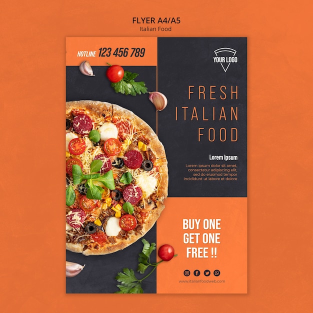 Kostenlose PSD italienisches food flyer design