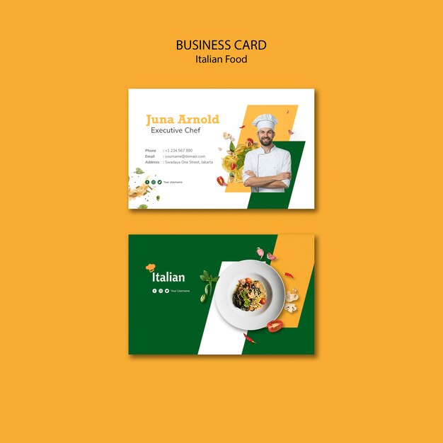 Italienisches Lebensmittel-Visitenkarten-Design