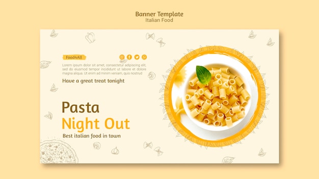 Italienisches Lebensmittelbanner-Schablonendesign