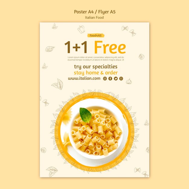 Italienisches Lebensmittelplakatdesign