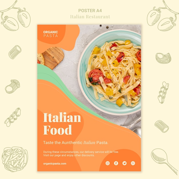 Kostenlose PSD italienisches restaurantplakatdesign