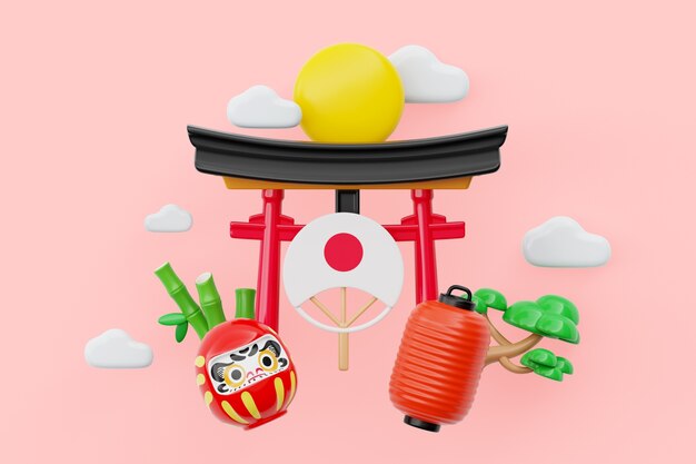 Japanische traditionelle Gegenstände Stillleben Hintergrund