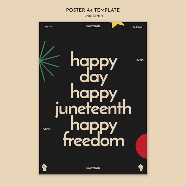 Kostenlose PSD juneteenth-plakatschablonendesign