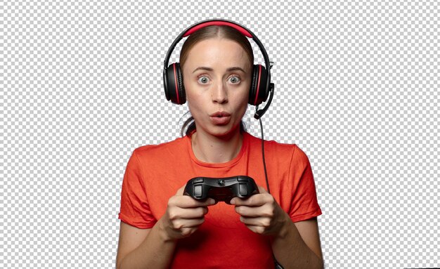 junge blonde weibliche Gamer-Konzept