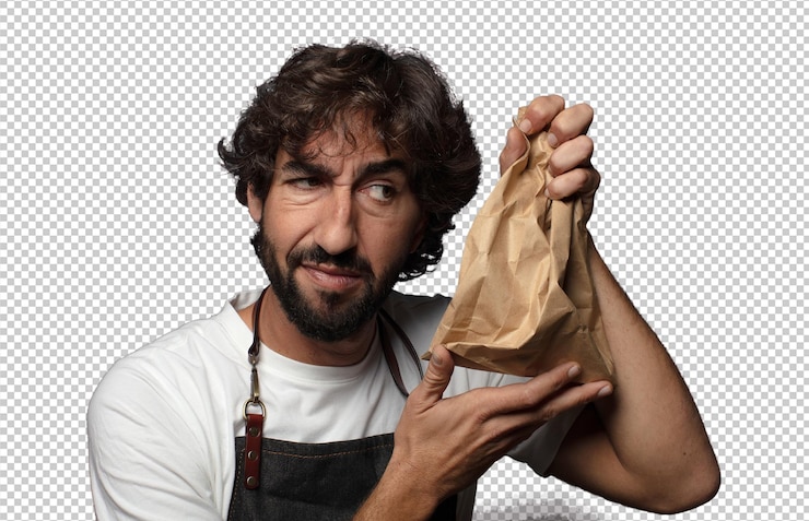 Kostenlose PSD junger erwachsener bärtiger mann kaffee shop tender concept