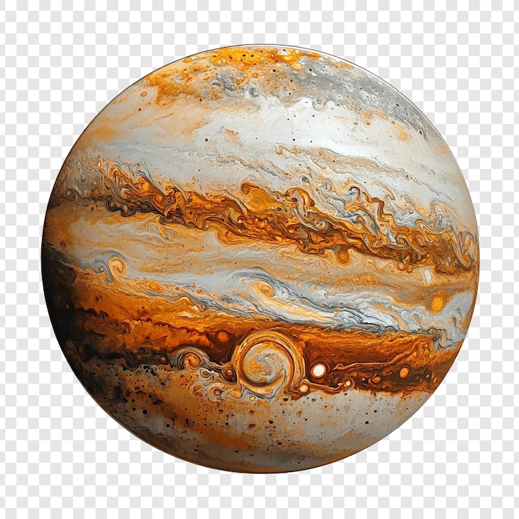 Kostenlose PSD jupiter, ein kosmisches meisterwerk aus wirbelnden wolken und lebendigen farbtönen