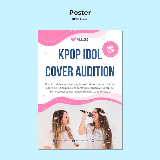 Kostenlose PSD k-pop poster vorlage mit foto