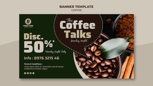 Kostenlose PSD kaffee banner mit rabatt