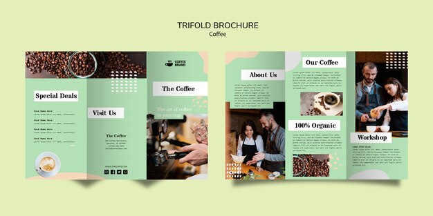 Kaffee dreifach gefaltete Broschürenschablone