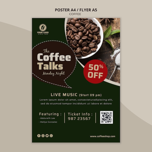 Kostenlose PSD kaffee flyer mit rabatt