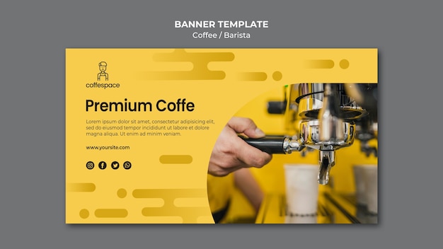 Kostenlose PSD kaffee-konzept-banner-vorlage