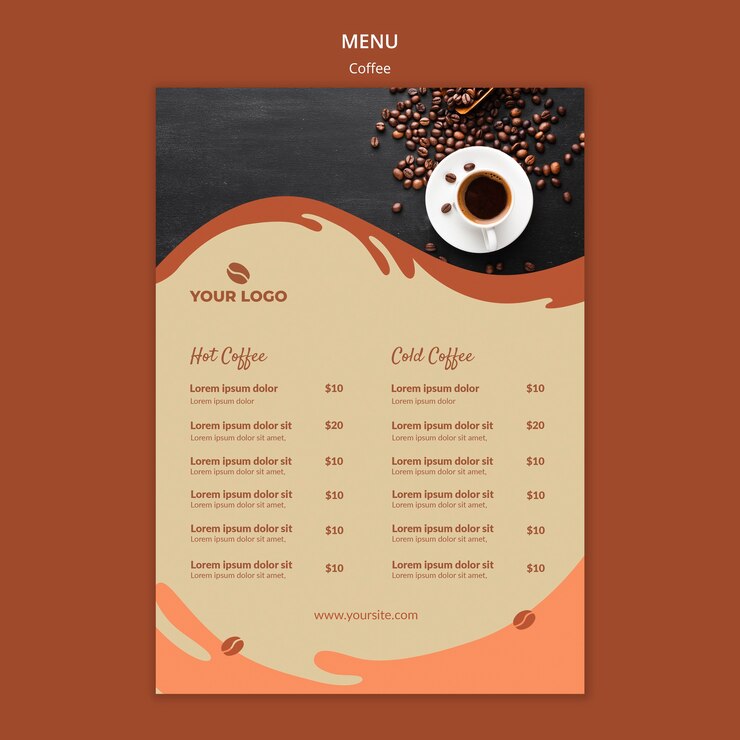 Kostenlose PSD kaffee-konzept-menü-modell