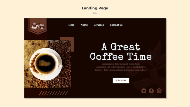 Kaffee-Landingpage-Vorlage