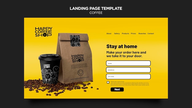 Kostenlose PSD kaffee-landingpage