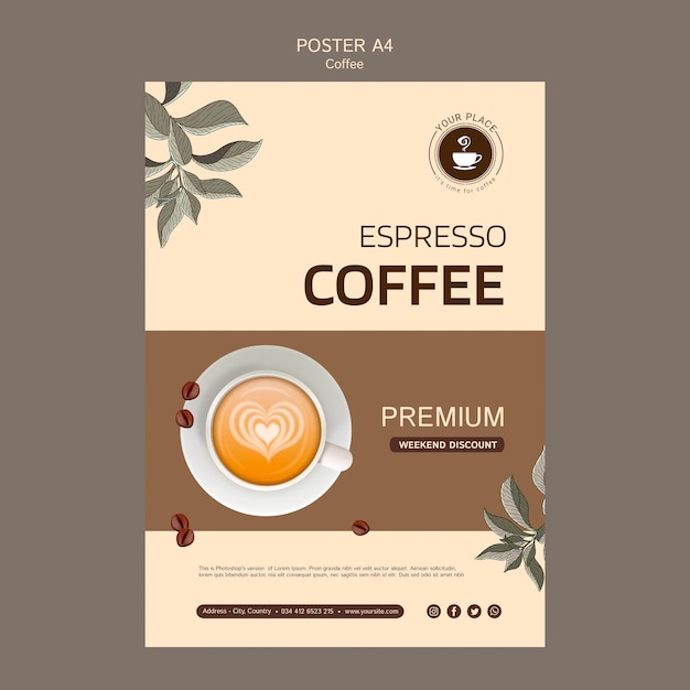 Kostenlose PSD kaffee-plakat-vorlage