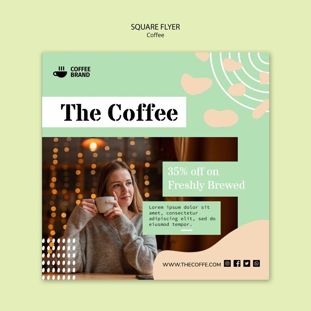 Kaffee quadratische Flyer Vorlage