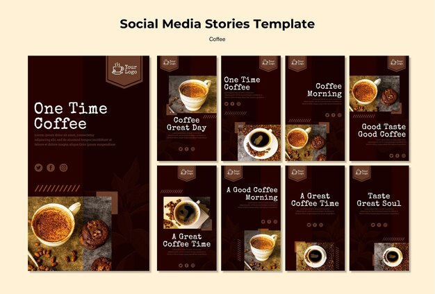 Kaffee Social Media Geschichten Vorlage