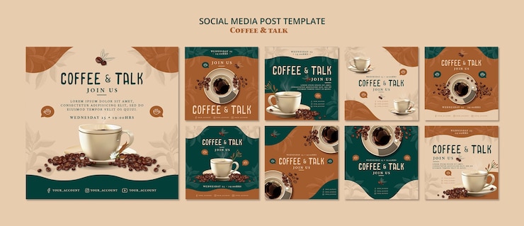 Kostenlose PSD kaffee und talk social media post