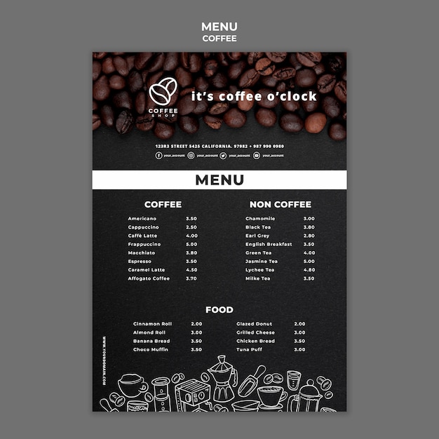 Kaffeemenüvorlage