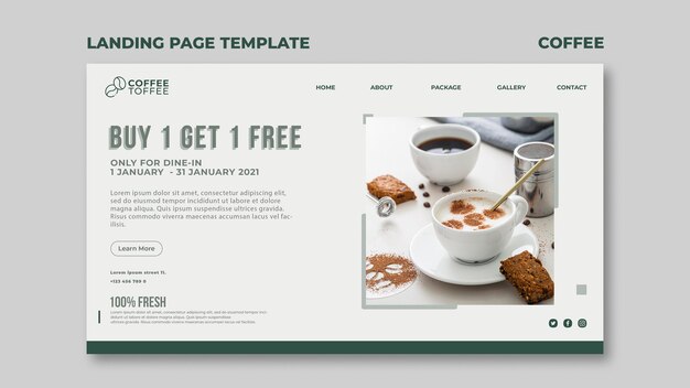 Kaffeetasse Landingpage Vorlage