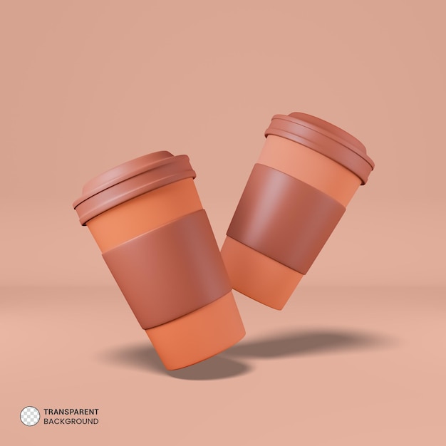 Kostenlose PSD kaffeetasse mit strohhalm symbol isoliert 3d render illustration