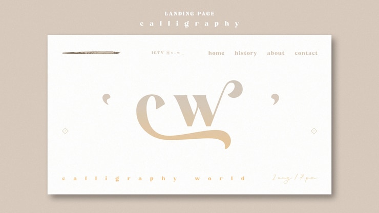 Kostenlose PSD kalligraphie-landingpage