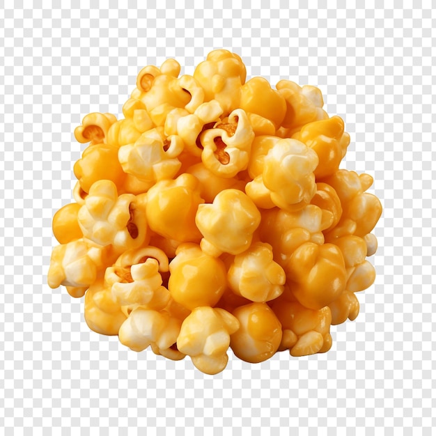 Karamell-puffcorn-popcorn, isoliert auf durchsichtigem hintergrund